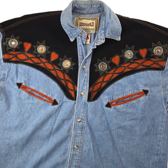 RiverGold | Country Western Shirt w/Cutouts & Embellishments | Size S - Picture 2 of 5